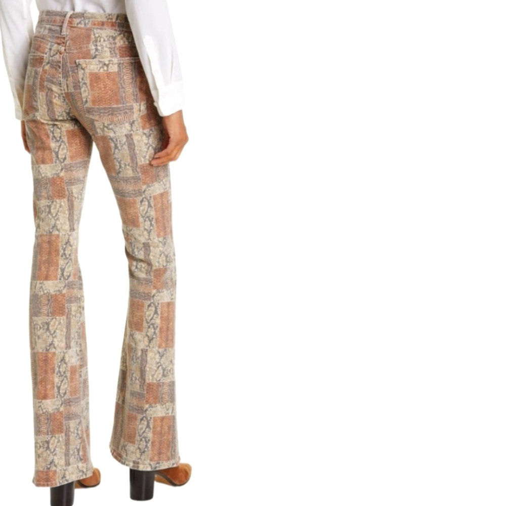 Frame Le High Flare Snake print Patchwork Jeans size 26